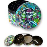 63MM Kurukafa Kaykay Desenli Grinder Premium 4 Katmanlı Çinko Alaşım Manuel Kahve Baharat Öğütücü Parçalayıcı