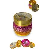 63MM Zarlı Kapak Pembe Altın Premium 4 Katmanlı Grinder Manuel Kahve Baharat Öğütücü Parçalayıcı