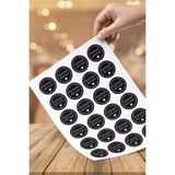 64 Adet 4 cm Handmade El Yapımı Yuvarlak Siyah Beyaz Kalpli Çelenkli Sticker Etiket Aşk Çıkartma