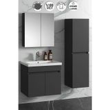 65 35 Cm Antrasit Gri Mat Mdf Seramik Lavabolu Asma Banyo Dolabı Takımı