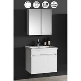 65 Cm Çiğdem Beyaz Mdf Seramik Lavabolu Asma Banyo Dolabı Takımı Beyaz
