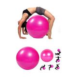 65 cm Fitilli Pilates Topu ve Pompa Seti Pilates Yoga Spor Egzersiz Top Jimnastik Fitness Mayn - Pembe