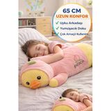 65 Cm Uzun Peluş Ördek Yastık Uyku Arkadaşı Yumuşak Oyuncak Çocuk Hamile Destek Pembe Sarı