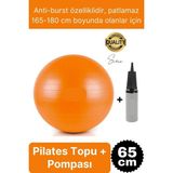 65 cm Yoga Pilates Topu ve Şişirme Pompası Hediye Denge Egzersiz Aerobik Jimnastik Reformer Spor Set