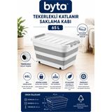 65 Litre Tekerlekli Katlanır Saklama Kabı Kapaklı Çok Amaçlı Düzenleme ve Depolama Kutusu