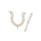 6,5 Mm Choker Zirkon Taşlı Doğal İnci Kolye Bileklik İkili Set