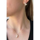 6,5 Mm Çift Doğal İncili Küpe Kolye İkili Set