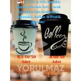 6,5 Oz & 8 Oz Kapaklı Karton Bardak Seti Sıcak İçecekler İçin Sızdırmaz, Dayanıklı, Kullan At Pratik Çözüm 50