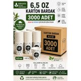 6,5 oz karton bardak 3000 adet | sıcak & soğuk ıçecek uyumlu | tek kullanımlık dayanıklı kağıt bardak