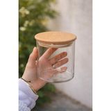 650 ml Ahşap Kapaklı Vakumlu Kahve Kavanozu Borosilikat Cam Kahve Çay Şeker Saklama Kabı - Şeffaff - 1 Adet