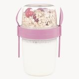650 ml Take-go Kaşıklı Hazneli Meyveli Müsli Kabı Piknik Iş Yoğurt Süt Bardağı Kapaklı ve Kaşıklı Kahvaltı Bardakları, Tahıl Tepesi Yulaf Ezmesi Granola (Pembe)