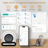 65L Wi-Fi Akıllı Otomatik Kedi Tuvaleti Kum Kabı Siyah (Ultra Sessiz+App Kontrol+Akıllı Sensör+Uv Filtre) - Gri
