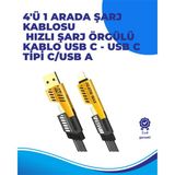 65W 4'ü 1 Arada Çoklu Şarj Kablosu – Usb-C Usb-A Lightning Veri ve Şarj Deste? - TK002M-6VUUQ - Renkli