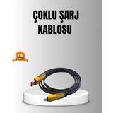 65W 4’Ü 1 Arada Örgülü Hızlı Şarj Kablosu Usb-A Çoklu Şarj Dayanıklı