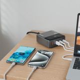 65W Gan 4in1 Masaüstü Akıllı Güç Adaptörü | 2 Type-C + 2 USB Port | Pd & Qc 3.0 Destekli | Laptop, Tablet, Telefon Uyumlu Hızlı Şarjlı Çoklu Priz Adaptör | Akım Koruma & Akıllı Güvenlik Çipi