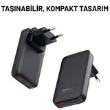 65W Gan Hızlı Şarj Adaptörü Usb-C + Usb-A Çift Port, Akıllı Sıcaklık Kontrolü, Seyahat Dostu