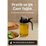 660 ml Şeffaf Cam Yağdanlık – Zeytinyağı, Sirke, Nar Ekşisi Için Ideal Siyah