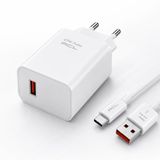 67W Turbo Hızlı Şarj Adaptörü, USB Duvar Şarj Cihazı, 1m USB-A - USB-C Kablo Dahil, Akıllı Çip Teknolojisi, Çoklu Koruma Sistemli, Telefon ve Tablet Uyumlu Beyaz Şarj Cihazı