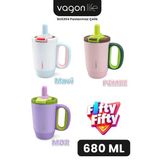 680 Ml Tek Kapak Çift Kullanım Pipetli Rahat İçim Kulplu Paslanmaz Çelik Termos Mug Ffvgn1113-680Ml