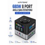680W GaN Masaüstü Çoklu Şarj İstasyonu PD 3.1 USB-C Laptop Macbook Telefon Tablet Akıllı Saat Şarj Cihazı