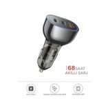 68w Usb Ve Type-c Girişli Çakmaklık Süper Hızlı Şarj Destekli Araç Şarj Aleti
