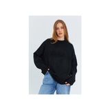 6913 Kadın Salaş Yumuşak Dokulu Oversize Triko Kazak Siyah - Standart