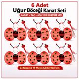 6&Amp;#39;Lı Uğur Böceği Ateş Böceği Kostüm Seti – Kanat Taç Asa