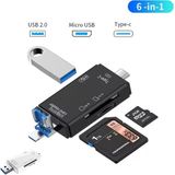 6in1 Tablet ve Telefon Uyumlu Sd , Micro Sd Hafıza Kartı ve USB Flash Bellek , Klavye , Mouse Otg Çevirici - Siyah