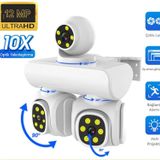 6K 12Mp 10X Zoom Üç Lensli Wıfı Güvenlik Kamerası Ptz Su Geçirmez İki Yönlü İnterkom Hareket Sensörlü