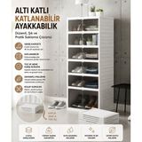 6katlı Katlanabilir Portatif Büyük Boy Kapasiteli Taşınabilir Organizer Ayakkabı Düzenleyici - Beyaz
