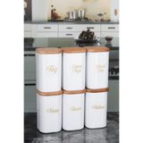 6'lı 250 ml Vakumlu Bambu Ahşap Kapaklı Baharatlık Etiket