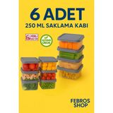 6'lı 250ML Derin Dondurucu Saklama Kabı Set Buzluk Mikrodalga Gıda Gri Plastik Kap