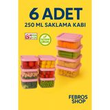 6'lı 250ML Derin Dondurucu Saklama Kabı Set Buzluk Mikrodalga Gıda Pembe Plastik Kap