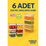 6'lı 250ML Dikdörtgen Derin Dondurucu Saklama Kabı Set Buzluk Mikrodalga Gıda Krem Plastik Kap