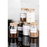 6lı 800ML Ahşap Vakum Kapak Filtre/dibek Türk Kahve/nescafe/süt Tozu/şeker Etiketli Cam Kavanoz Seti - Beyaz