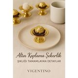6'lı Abs Dekoratif Gold Kaplama Şekerlik Kase 6'lı Makaronluk Kahve Yanı Sunumluk Lokumluk - 8 ml
