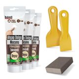 (6'Lı) Ahşap Tamir Seti Beyaz Renk (2 Adet) 125 Ml Tamir Macunu + 2 Adet Spatula + Kübik Zımpara