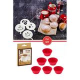 6’Lı Airfryer Silikon Kek Muffin Kalıbı Ve Pasta Süsleme Şablonu, Kahve, Tatlı Şekillendirici Süsleme Aparatı İkili Set