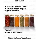 6'lı Baharat Kavanozu 500ML Cam Baharatlık Seti Modern Mutfak Baharatlığı Cam Baharatlık Takımı
