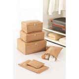 6'lı Balıksırtı Desenli Bej Valiz Düzenleyici Bavul İçi Organizer Set Seyehat Hurcu