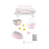 6'lı Bebek Küvet Set Fileli Cm-6 Parça Bebe Setı Katlanır Pembe