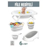 6'Li Bebek Kuvet Set (Fılelı) Cm-6 Parca Bebe Setı Katlanır