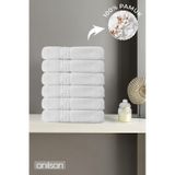 6'lı Beyaz Greek Mini El, Yüz Havlusu 75gr. - 30x50 Cm, %100 Pamuk, Spa Ve Otel Havlusu Beyaz