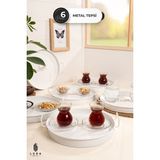 6'lı Beyaz "sweet Home" Baskılı Metal Çay ve Kahve Sunum Tepsisi Seti - 25 cm ile Zarif Sunumlar