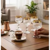 6'Lı Bohemia Kristal El Yapımı Kesme Kahve Yanı Kadeh