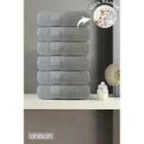 6'Lı Boncuk Gri El Havlusu - 50X90 Cm, 225 Gr, %100 Pamuk, Spa Ve Otel Havlusu