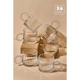6’lı Boncuk Kulplu Cam Kupa Bardak Takımı Retro Espresso Çay Kahve Meşrubat Bardağı Seti 100ML - 6 Adet - 100 ml