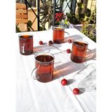 6lı Borosılıkat Cam Kupa Çay Bardak 200 ml Kulplu Çay Bardağı Sade - Çok Renkli