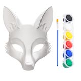 6’lı Boyama Setli Tilki Maskesi – 3D Boyanabilir Maske + 6 Renk Boya + Fırça Dahil – Çocuklar İçin Eğitici ve Eğlenceli DIY El İşi Seti
