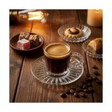 6’lı Cam Kahve Fincanı Seti – Boncuk Kulplu Şeffaf Espresso & Türk Kahvesi Fincan Takımı (Tabaklı) - 001-Renkli